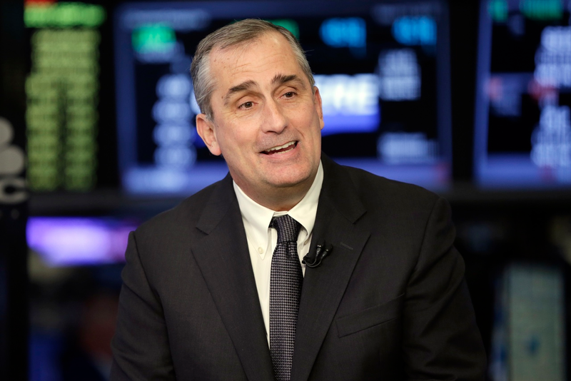 Intel CEO Brian Krzanich is interviewed on the floor of the New York Stock Exchange, Monday, March 13, 2017. Intel will buy Israel’s Mobileye in a deal valued at about $15 billion, instantly propelling the computer chip and technology giant to the forefront of autonomous vehicle technology. (AP Photo/Richard Drew)